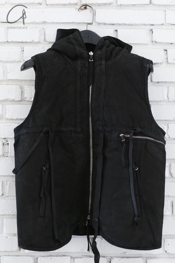 Boris Bidjan Saberi 24 Autumn/Winter Hooded Zipper Vest Collection Germany PADDED VEST1-F1944-BLACK
